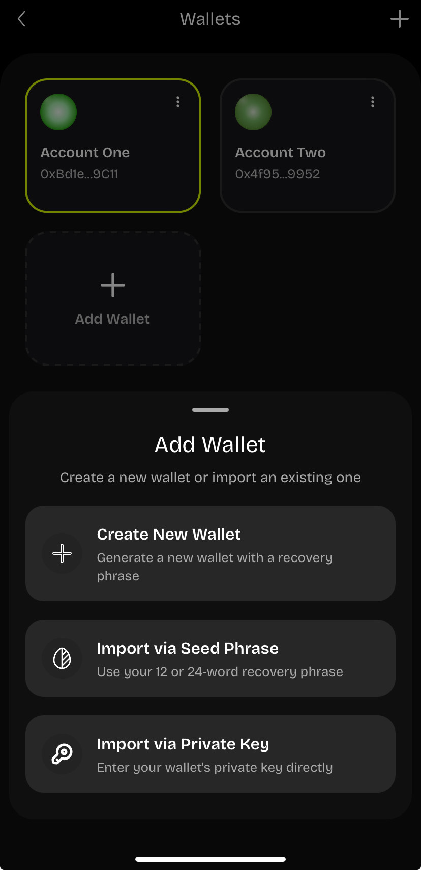 More accounts interface